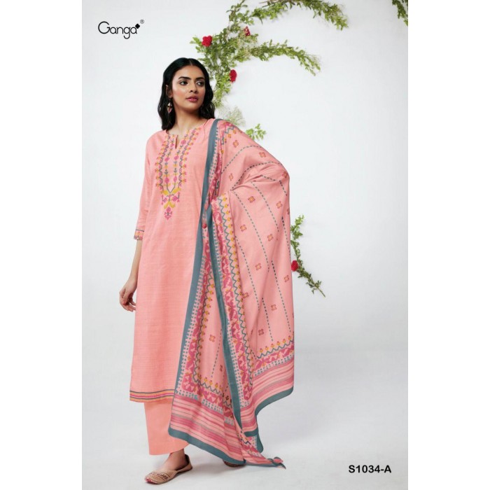 Ganga Mahonia 1034 Premium Woven Cotton Dress Materials